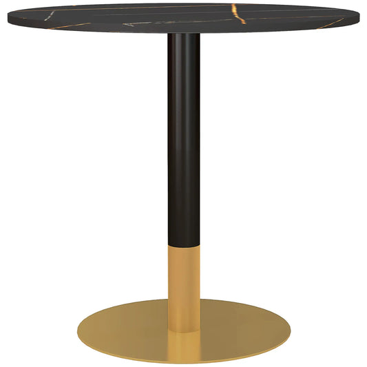 Round Dining Table, Faux Marble Top, Steel Base, Black Bar Tables & Dining Tables Black at Gallery Canada