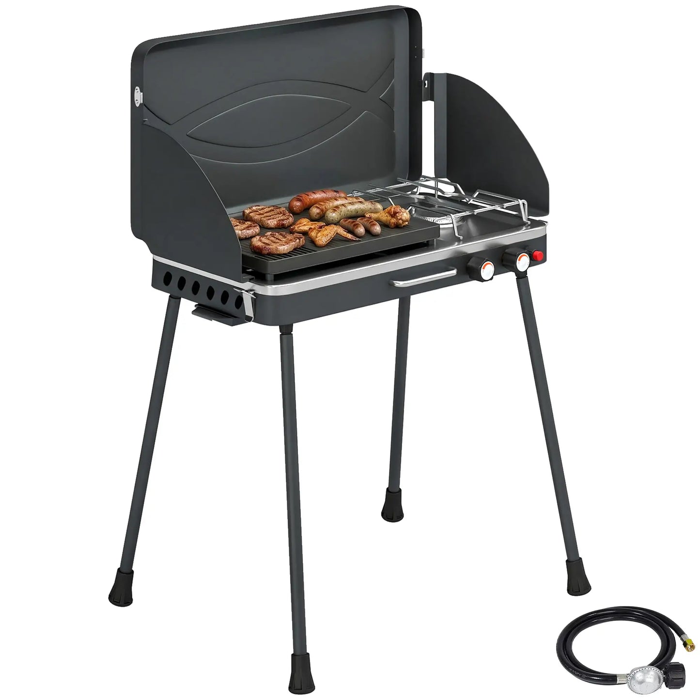 Camping Stove Gas Griddle Combo, 20,000 BTU, Portable, Black Propane Gas Grills at Gallery Canada
