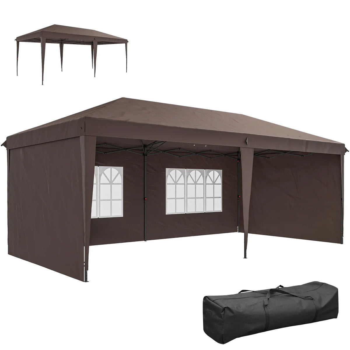 10' x 20' Pop Up Canopy Tent, Instant Shelter With Carrying Bag, Coffee Pop Up Canopies at Gallery Canada