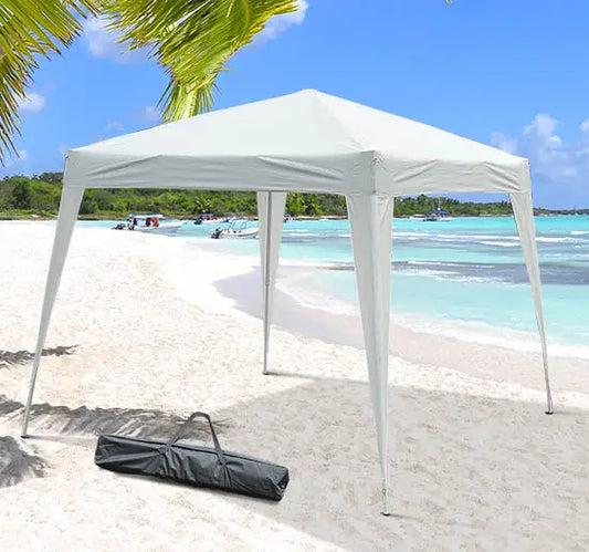 10' Folding Pop-Up Garden Gazebo, Transport Bag, White Pop Up Canopies White at Gallery Canada