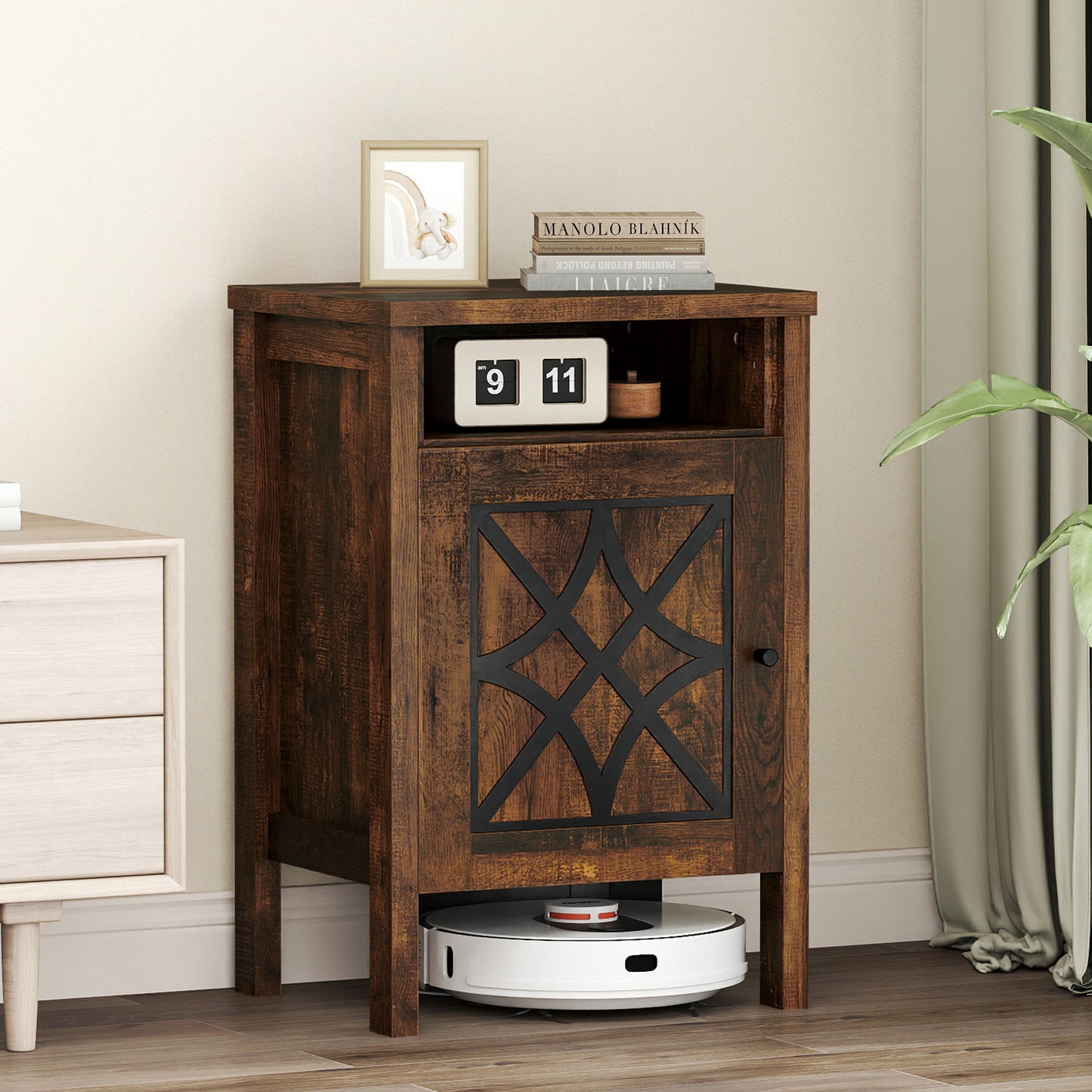 Robot Vacuum Storage Cabinet With Door And Open Shelf, Brown Cabinets & Chests at Gallery Canada
