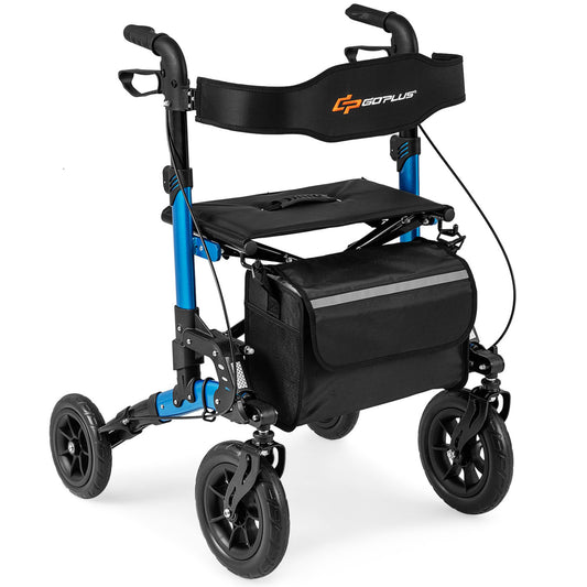 Rollator Walker for Seniors Folding Rolling Walker with Seat, Red Walkers & Rollators Red at Gallery Canada