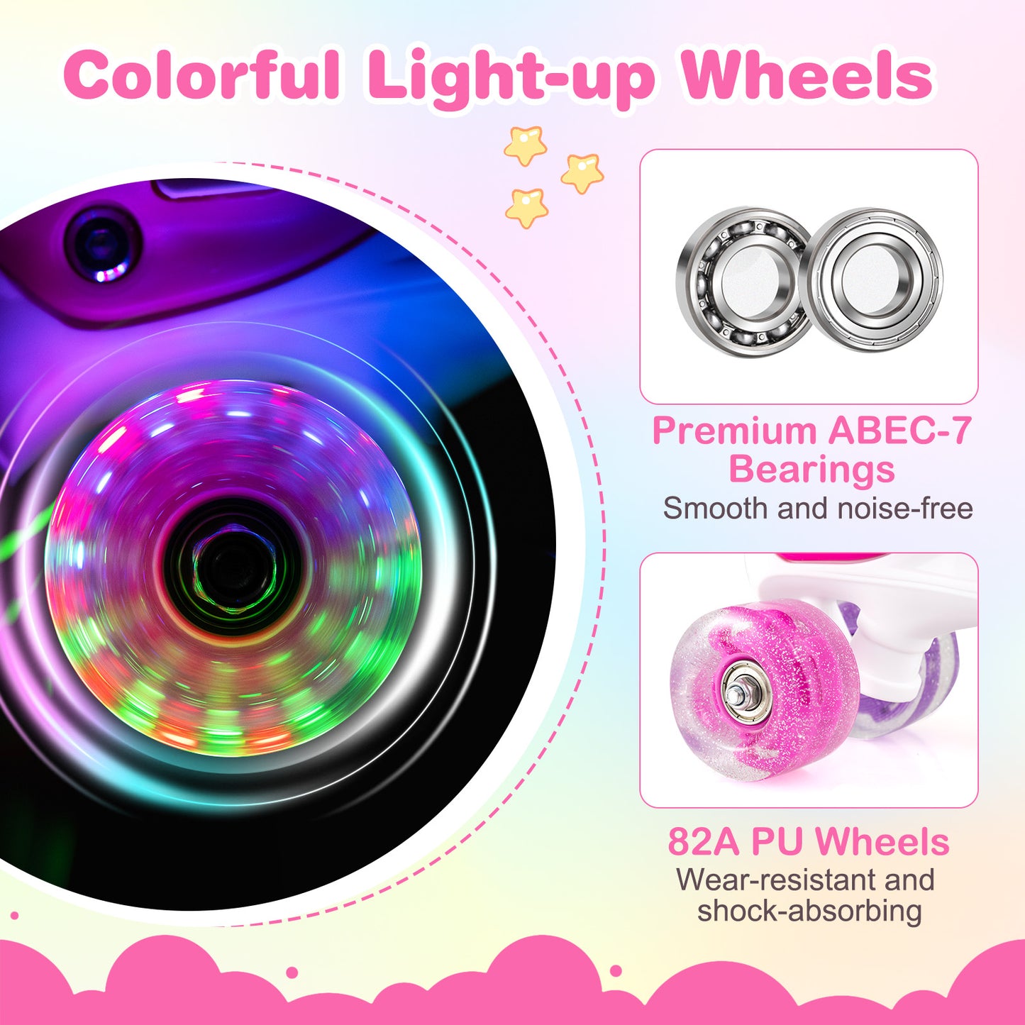 Roller Skates for Teens 4 Sizes Adjustable with Light-up Wheels for Boys Girls Ages 13+, Rose Red Toy Sports at Gallery Canada