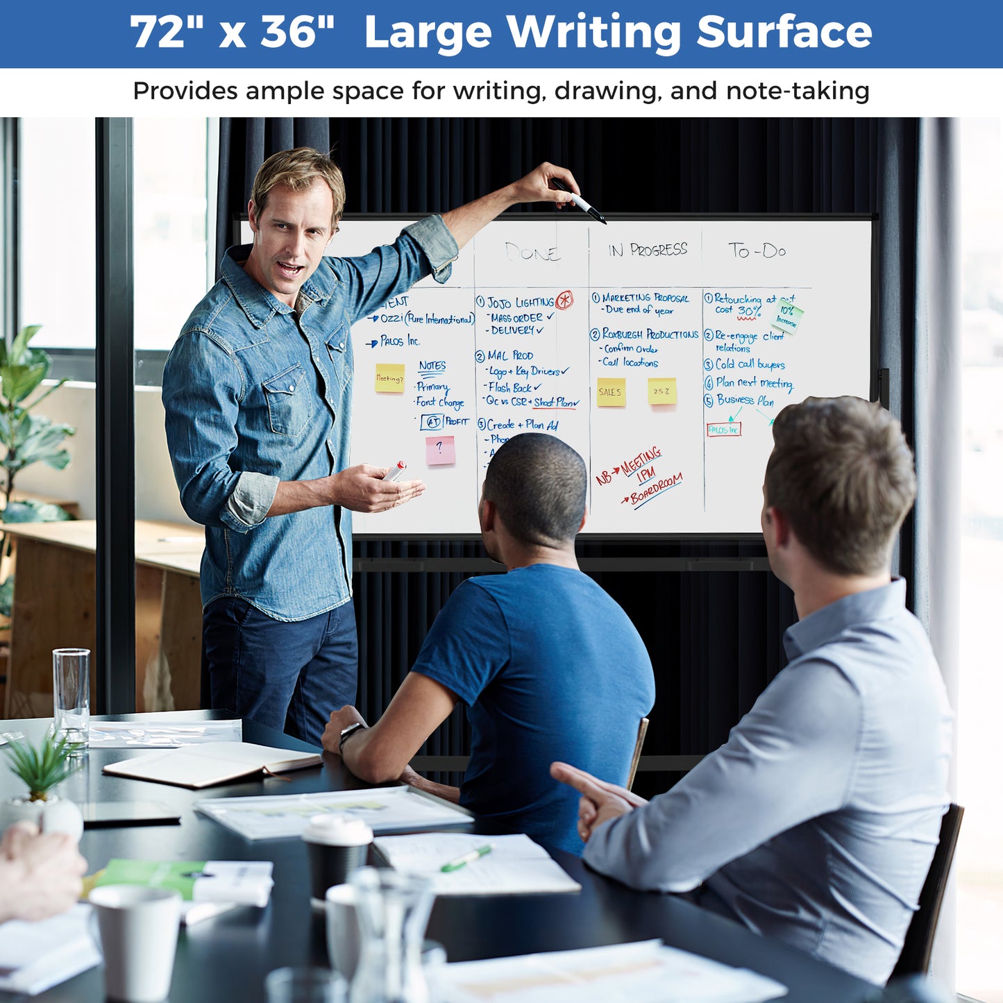 Rolling Double-Sided Magnetic Whiteboard on Wheels with Stand and Aluminum Alloy Frame, Black Home Office at Gallery Canada
