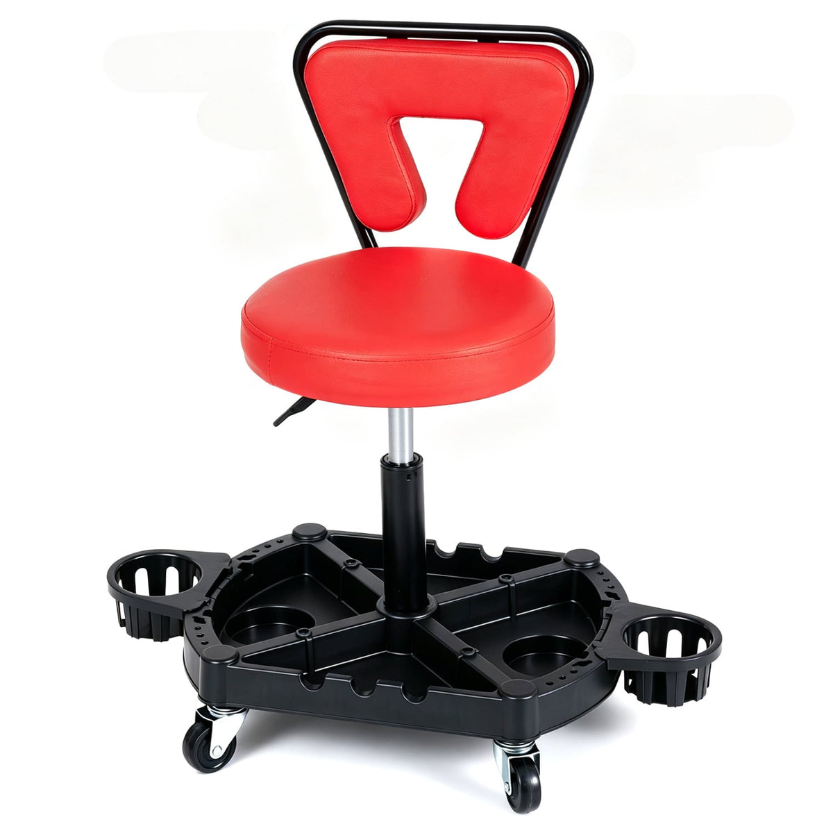 Rolling Mechanic Stool with Tool Tray, Padded Seat, 330 LBS, Black & Red Garages Black & Red at Gallery Canada