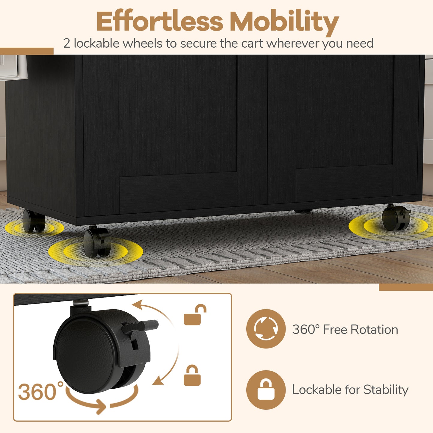 Rolling Kitchen Island Cart, Black Kitchen Islands & Carts at Gallery Canada