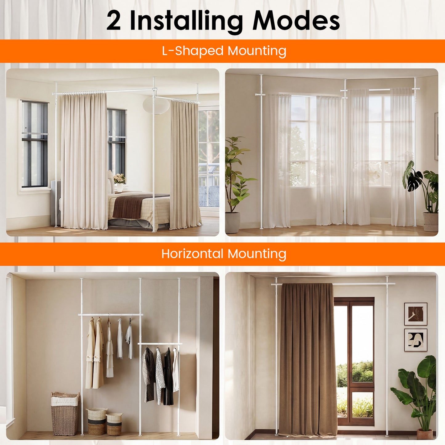 Adjustable Floor To Ceiling Tension Rod, White Room Dividers at Gallery Canada