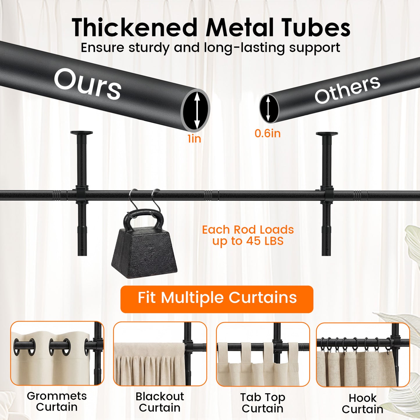 Adjustable Floor To Ceiling Tension Rod, Room Divider Curtain, Black Room Dividers at Gallery Canada