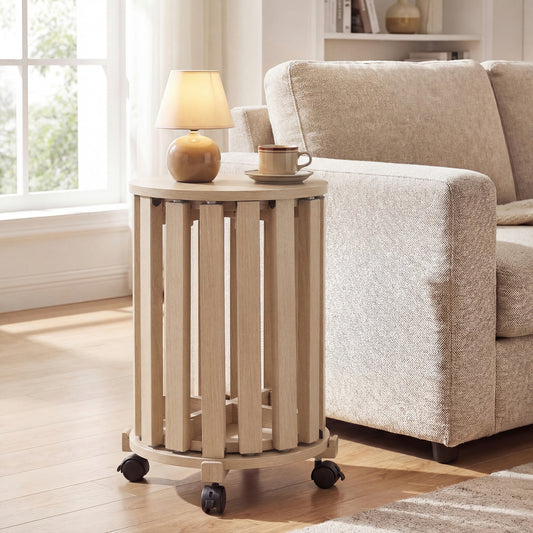 Round Wood Nesting Stools With Locking Casters, Natural Dining Chairs Natural at Gallery Canada