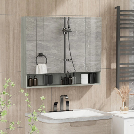 Wall Mounted Bathroom Medicine Cabinet, Adjustable Shelves, Grey Mirror Medicine Cabinets Grey at Gallery Canada