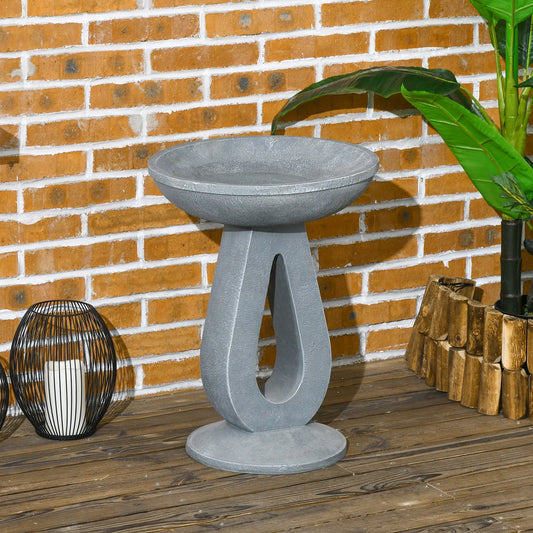 Outdoor Resin Bird Bath, 20.1" Tall, Garden Yard Patio, Stone Look Garden Decor Grey at Gallery Canada