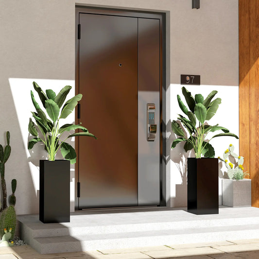 2 Pack 26 Inch Plastic Planter Box, Water Level Indicator, Black Garden Accessories Black at Gallery Canada