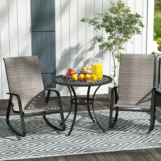 Set of 2 Patio Rocking Chairs, High Backrest, Armrests, Light Brown Outdoor Rocking Chairs Light Brown at Gallery Canada