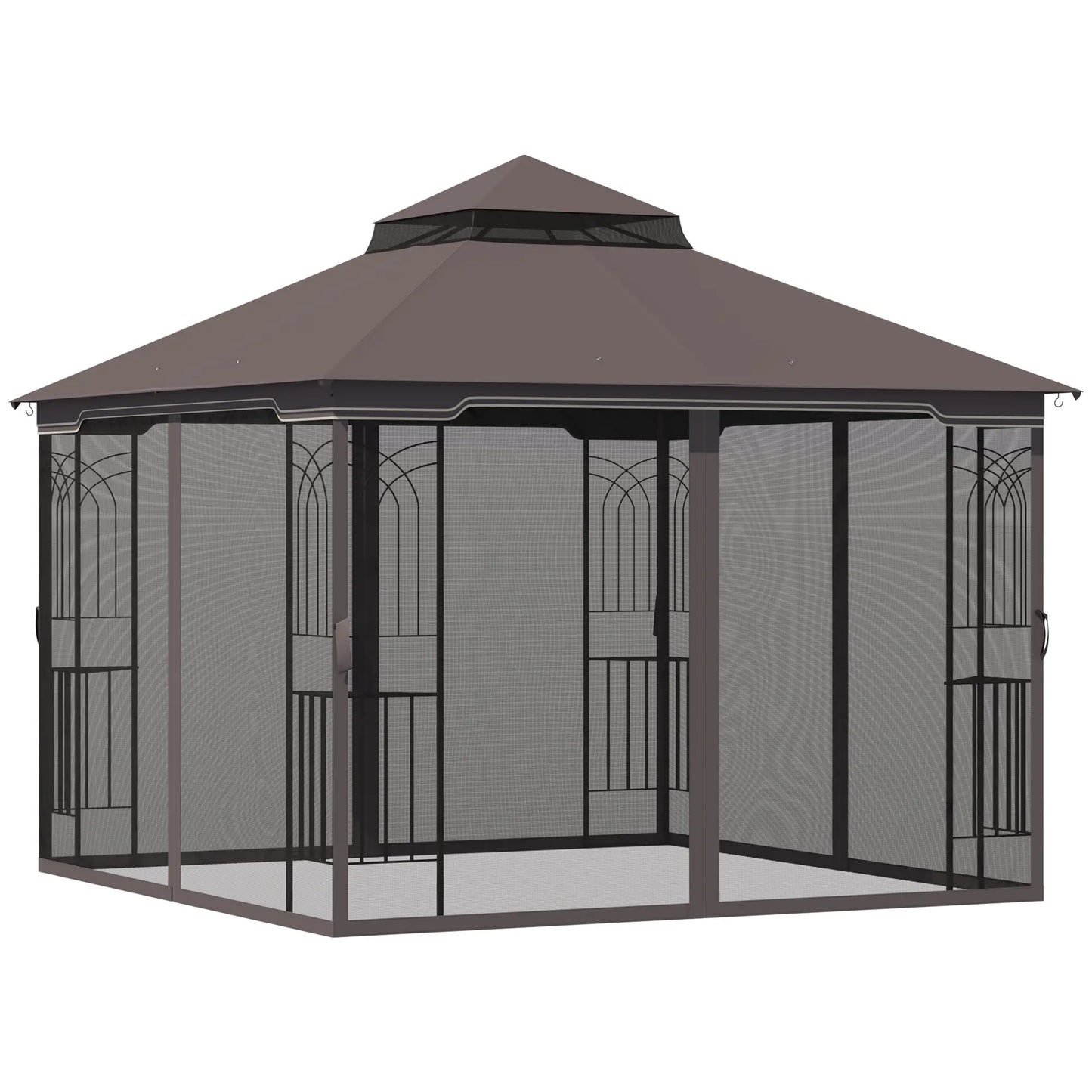 10'x10' Soft-Top Patio Gazebo, Double Tier Roof, Mesh Curtains Gazebos at Gallery Canada