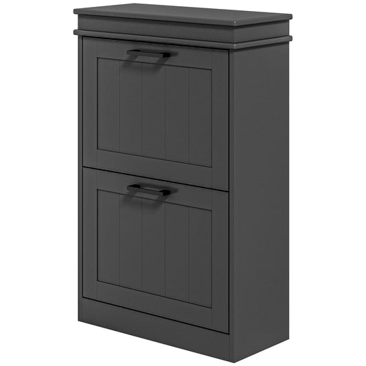Shoe Storage Cabinet with 2 Flip Drawers and Adjustable Shelves, Narrow Shoe Cabinet for 10 Pairs of Shoes, Black at Gallery Canada