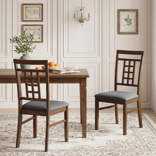 Rubber Wood Dining Chairs, Set of 2, Lattice Back, Brown Dining Chairs Brown at Gallery Canada