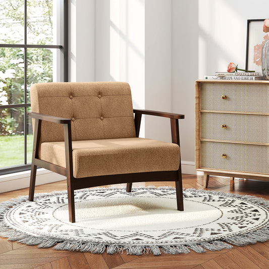 Rubber Wood Frame Accent Chair, Beige Accent Chairs Beige at Gallery Canada