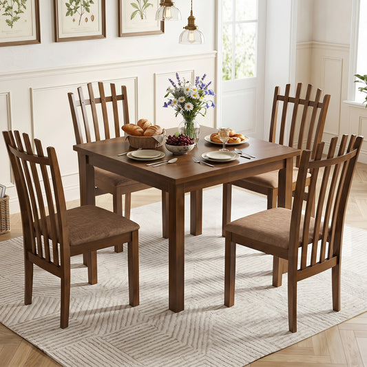Rubber Wood Slat Back Dining Chairs Set of 4, Brown Dining Chairs Brown at Gallery Canada