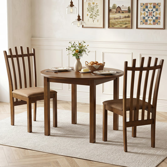 Rubber Wood Slat Back Kitchen Chairs, Set of 2, Brown Dining Chairs Brown at Gallery Canada