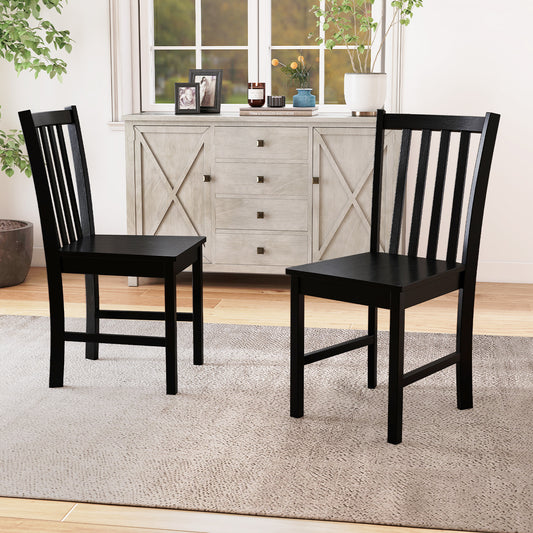 Rustic Wooden Dining Chairs, Set of 2, Slat Tilt Backrest, Black Dining Chairs Black at Gallery Canada