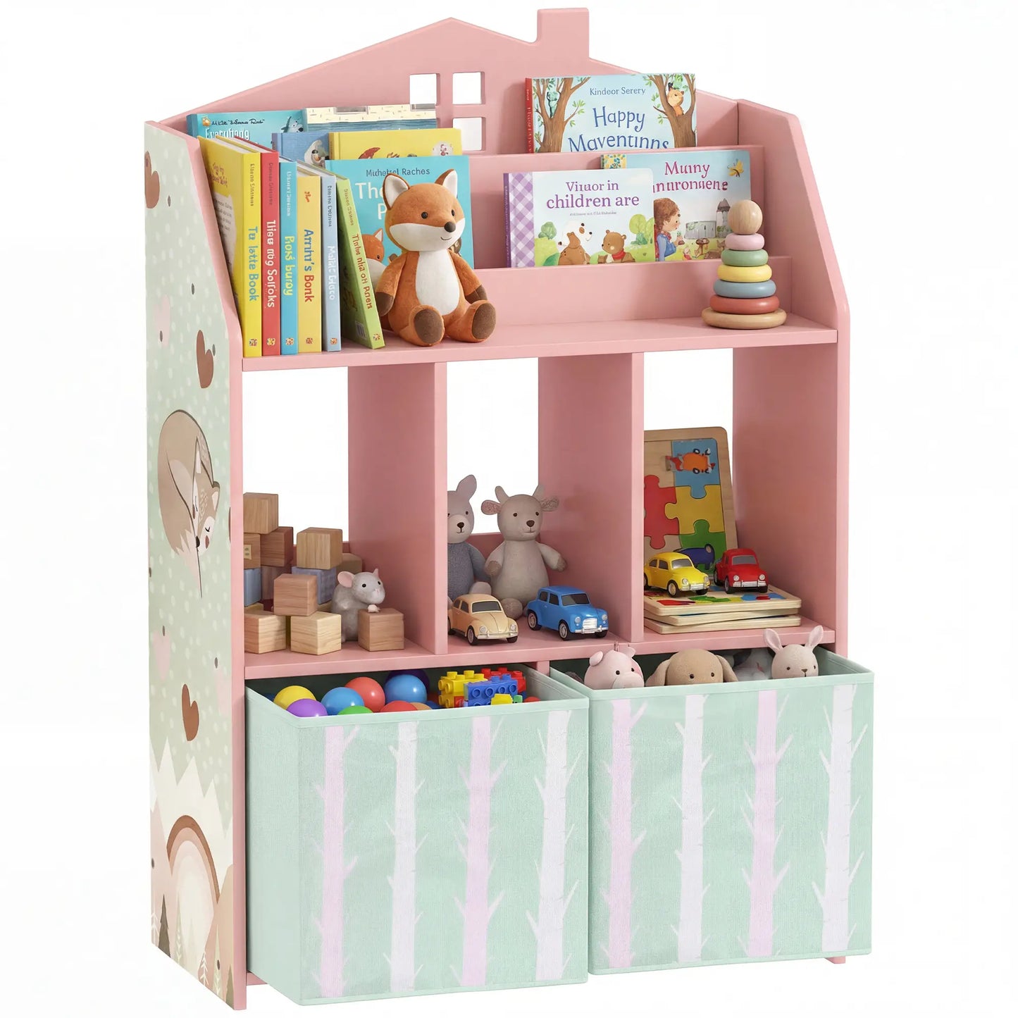 Kids Bookshelf With Storage, Toy Storage Unit, Pink Baby & Kids Storage at Gallery Canada