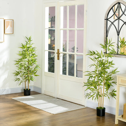 Set of 2 4ft Artificial Bamboo Tree, Indoor with Pot, Home Office Decor Artificial Trees Green, Black at Gallery Canada