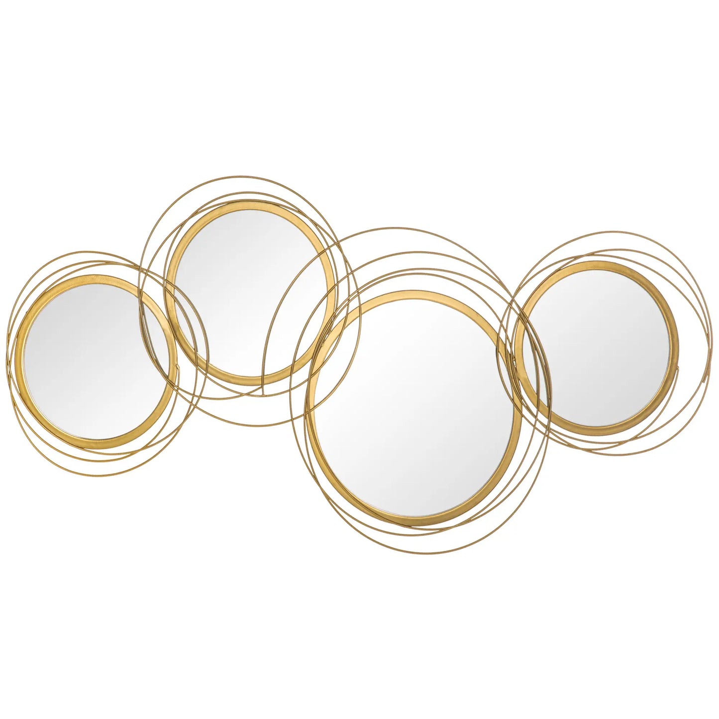 Metal Wall Art Circle Mirror, 42.25" W x 22" H, Gold Hand Painted Canvases at Gallery Canada