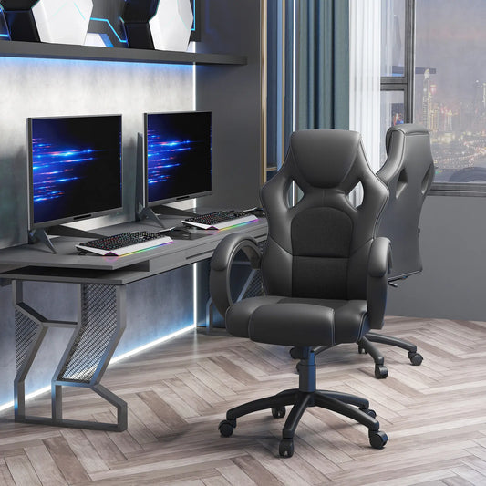 Racing Gaming Chair, Swivel Wheels, Padded Headrest, Tilt, Black Executive & Manager Chairs Black at Gallery Canada