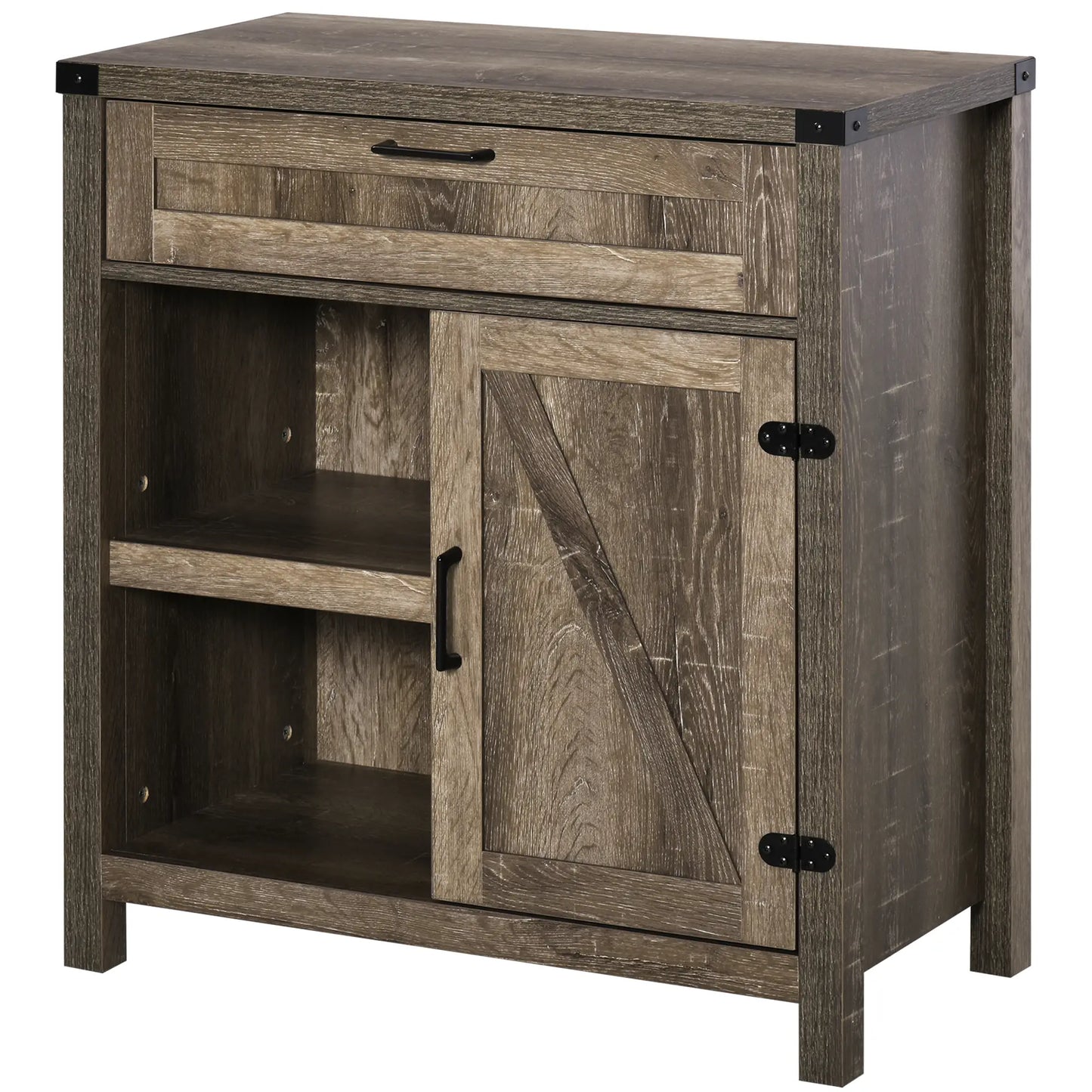 Armoire de porte de grange rustique, buffet de ferme, chêne foncé