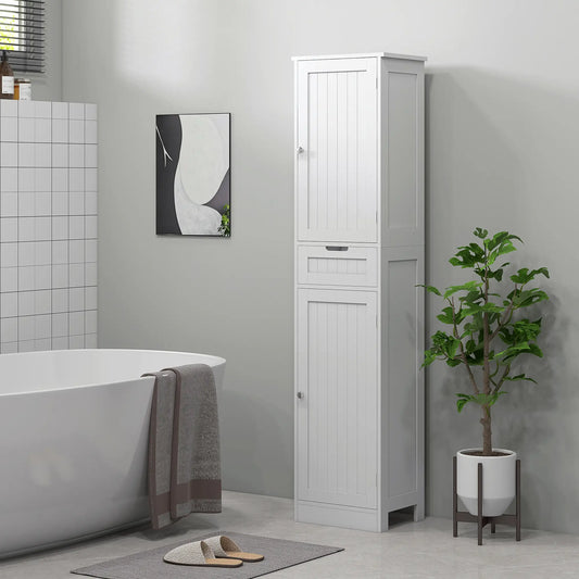 Freestanding Bathroom Cabinet with Drawer and 2 Doors, Tall Bathroom Cupboard for Kitchen, Study, Living Room Bathroom Cabinets White at Gallery Canada