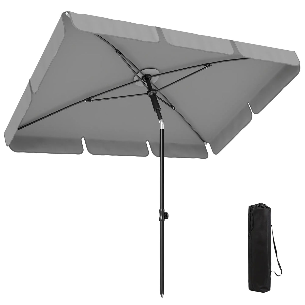 6' x 4' Grey Patio Umbrella, Tilt Crank, Rectangular Outdoor, Grey Sun Umbrellas at Gallery Canada