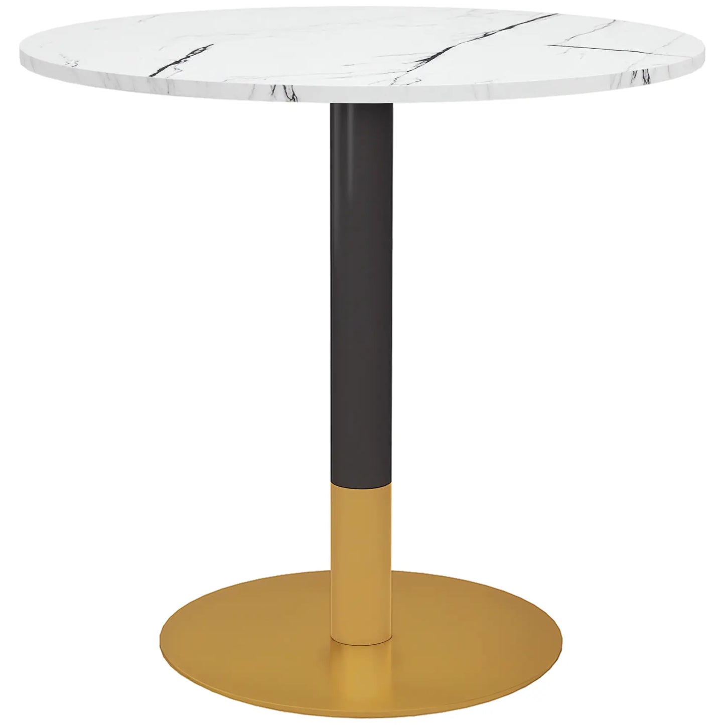 Round Dining Table, Faux Marble Top, Steel Base, Small Kitchen Table, White Bar Tables & Dining Tables at Gallery Canada
