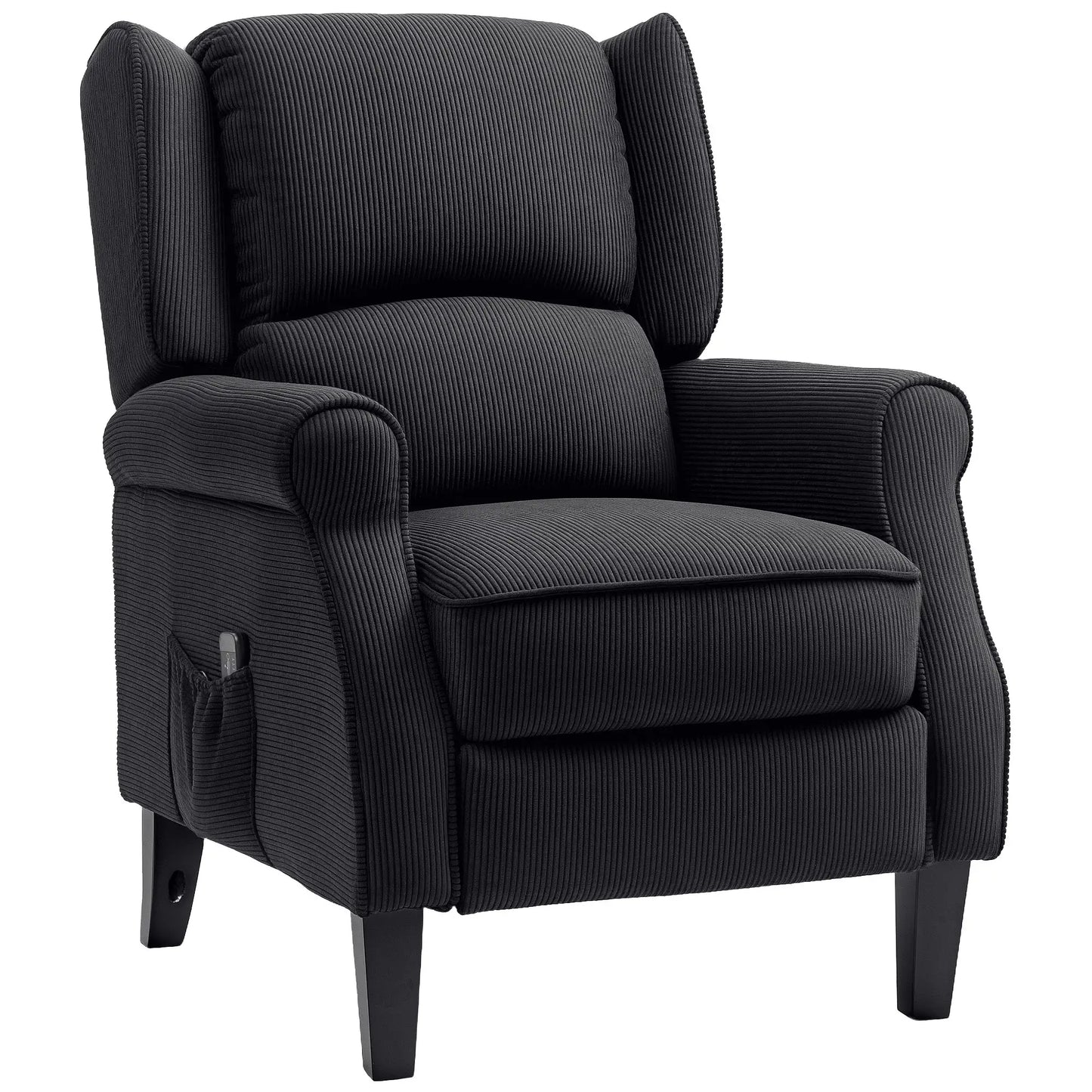 Push Back Recliner Chair, Vibration Massage, Extendable Footrest, Remote, Pocket, Black Sofas & Reclining Chairs at Gallery Canada
