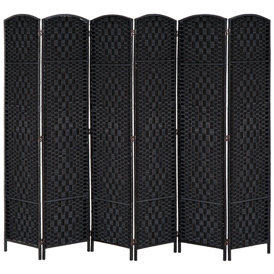 6ft Folding Room Divider, 6 Panel Wall Partition with Wooden Frame for Bedroom, Home Office, Black - Gallery Canada