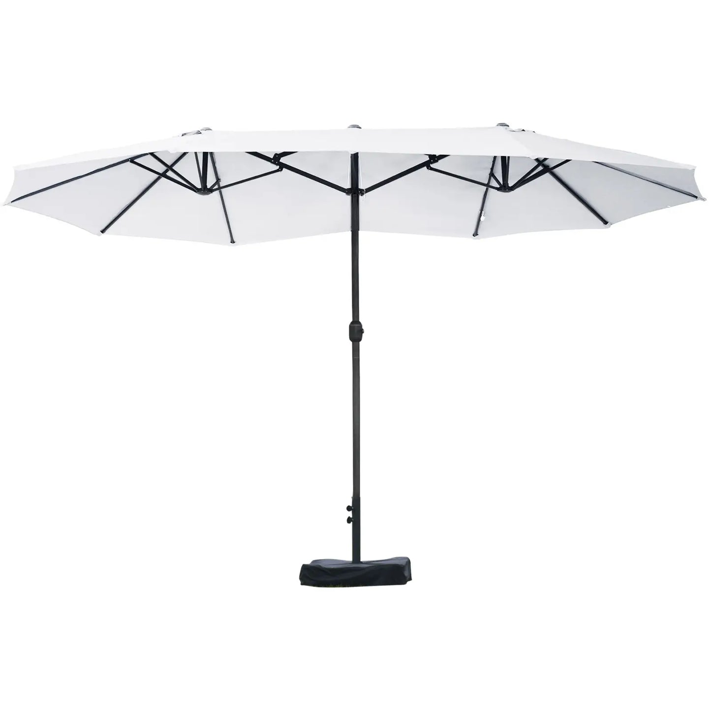 15' Outdoor Patio Umbrella, Twin Canopy Sunshade, Steel Table, Beige Sun Umbrellas at Gallery Canada