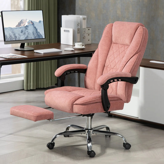 Massage Office Chair, Reclining Computer Chair, Adjustable Height, Pink
