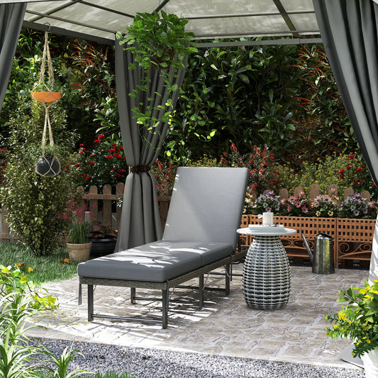 Folding Outdoor Lounge Chair, Wicker Chaise With Cushion, Grey Wicker Chaise Loungers Grey at Gallery Canada
