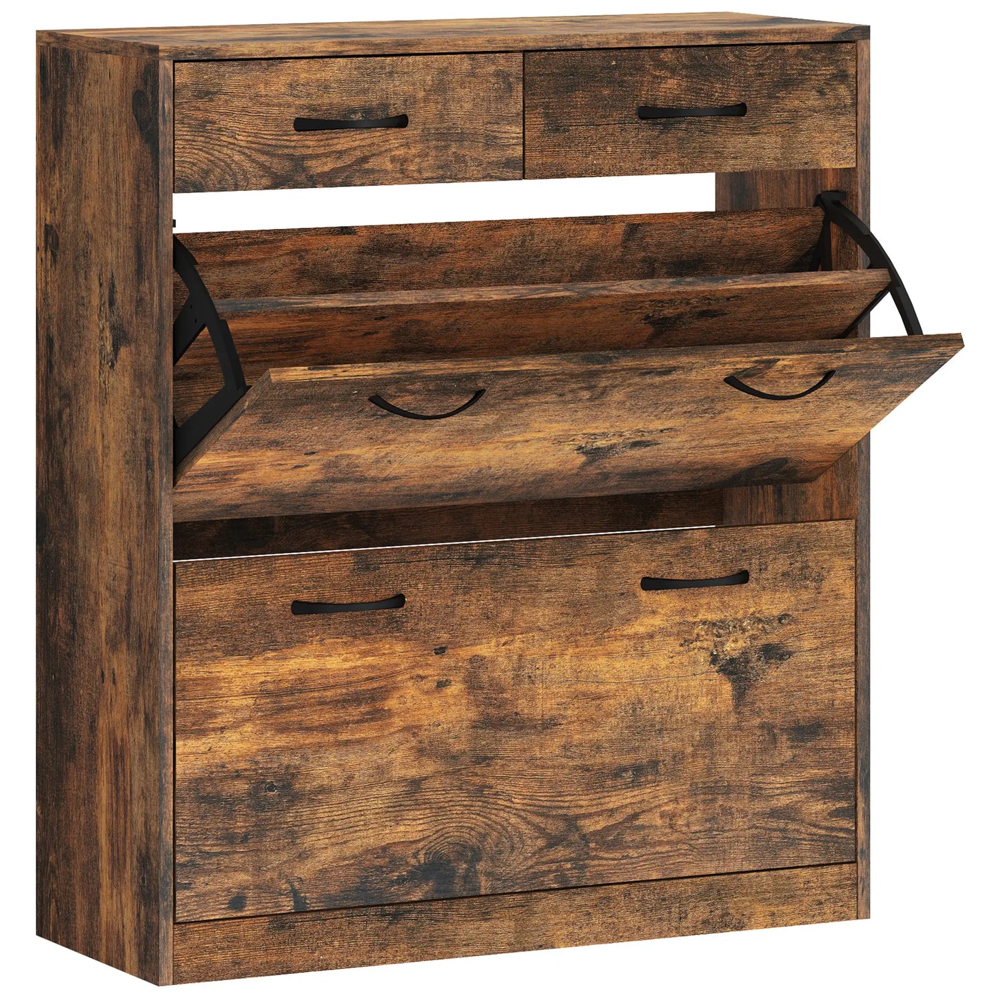 Narrow Shoe Storage, 2 Flip Drawers, Adjustable Shelves, 12 Pairs, Brown Shoe Storage Cabinets & Racks at Gallery Canada