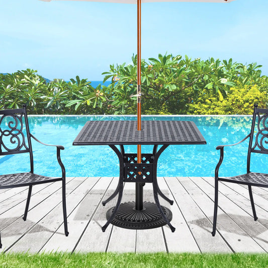 "36" Patio Dining Table, Outdoor Bistro Table With Umbrella Hole, Black Patio Side Tables Black at Gallery Canada