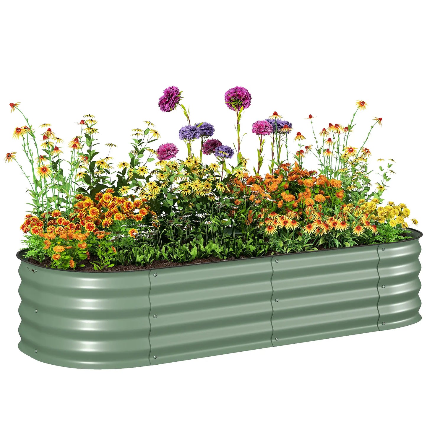 4.9 x 2 x 1ft Galvanized Raised Garden Bed Kit, Metal Planter Box, Green Galvanized Planter Boxes at Gallery Canada