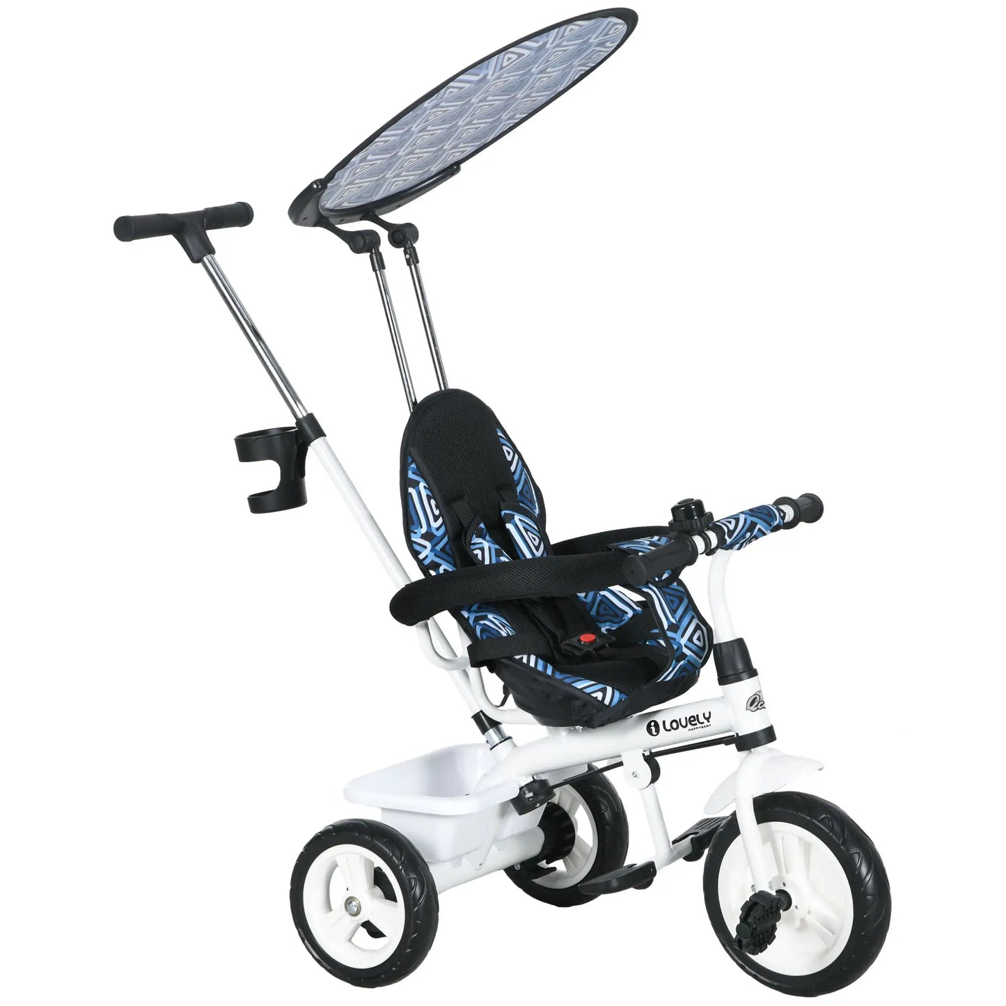 6 in 1 Kids Tricycle, Removable Handlebar, Canopy, Blue Tricycles for Kids at Gallery Canada