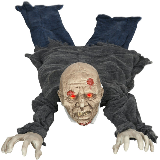 55 Inch/4.5ft Life Size Outdoor Halloween Decoration Crawling Zombie, Animated Prop Decor with Sound and Motion Activated, Light Up Eyes, Howling Sound, Posable Arms