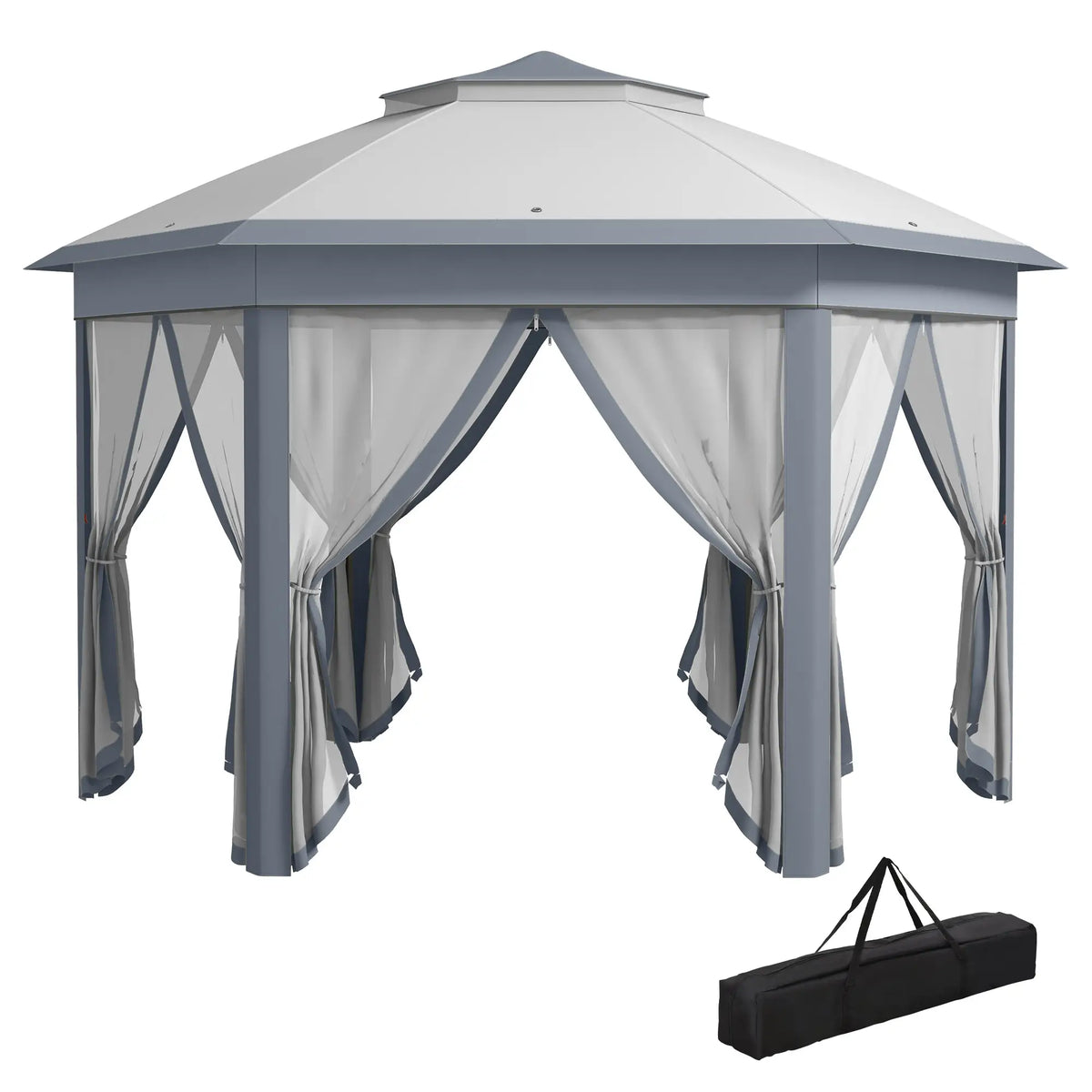 13' x 13' Pop Up Canopy Tent, Netting, Carry Bag, Instant Sun Shelter, Grey Pop Up Canopies at Gallery Canada