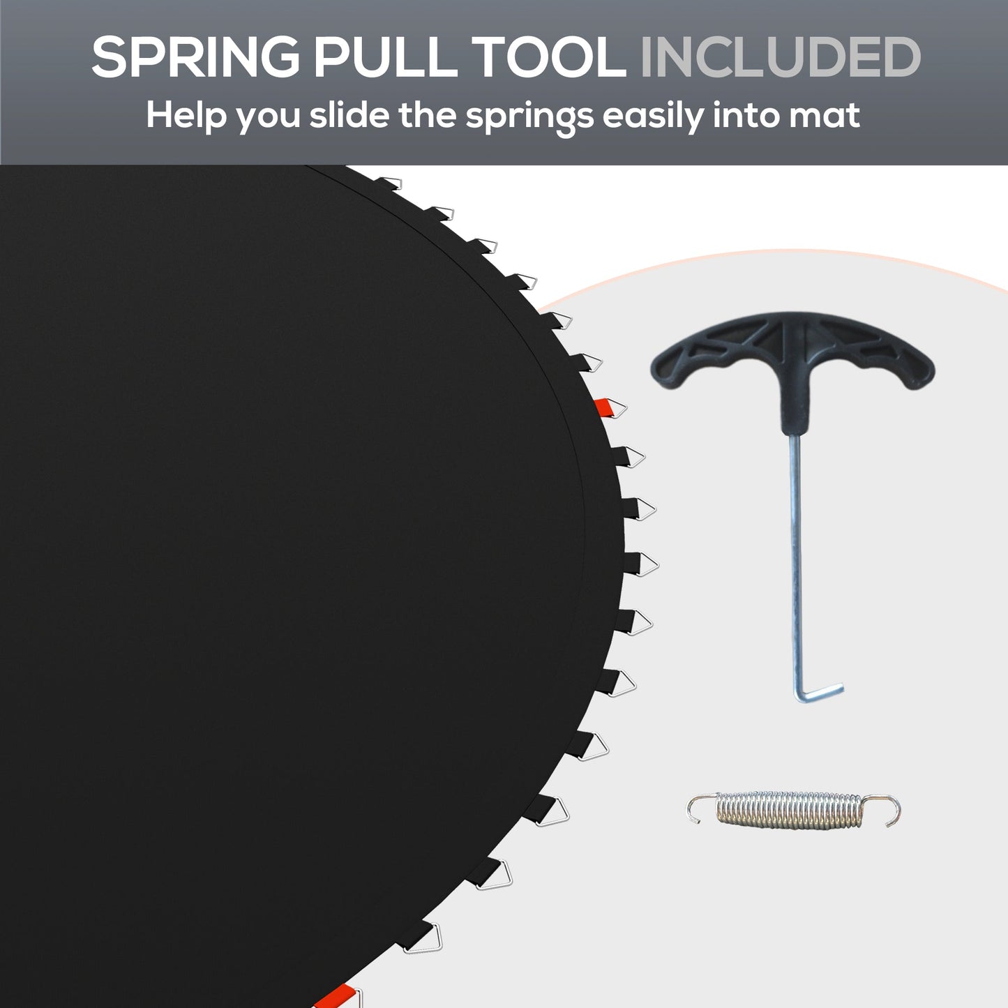 Trampoline Mat Replacement with Spring Pull Tool and 42 V-Hooks, Fits 8ft Trampoline, Using 5.5" Springs at Gallery Canada