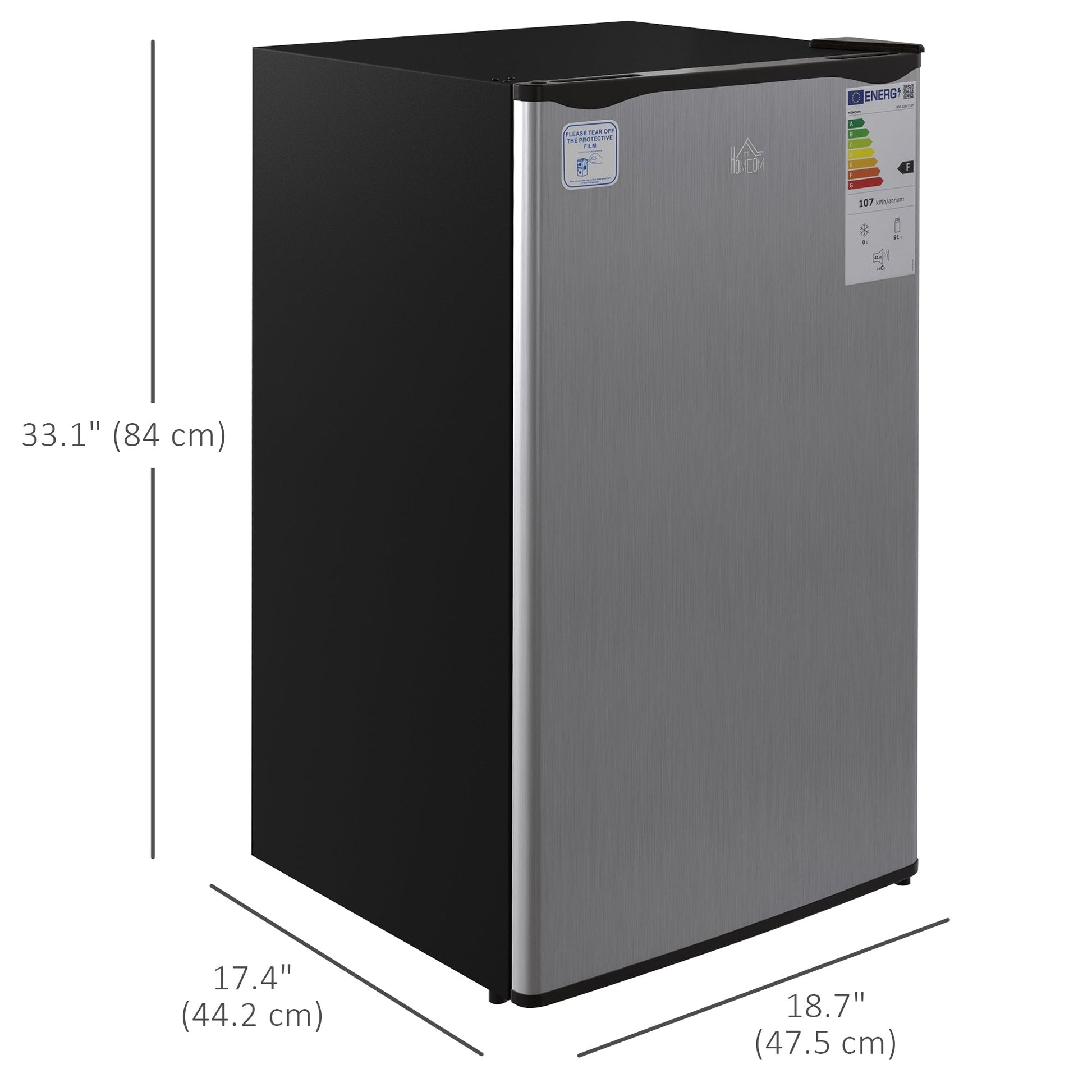 Compact Refrigerator, Mini Fridge with Freezer, Adjustable Shelf, Mechanical Thermostat and Reversible Door, Silver at Gallery Canada
