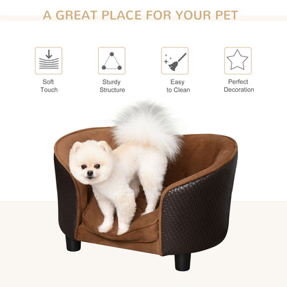 Rattan Style Pet Dog Cat Sofa Pet Bed Warm Dog Bed Chair with Removable Washable Cushion for Small Dogs at Gallery Canada