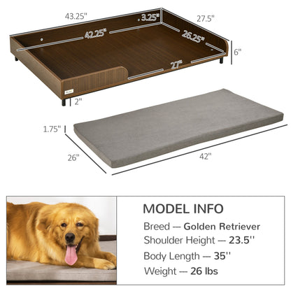 Elevated Dog Bed Frame, Furniture Style Pet Sofa, Modern Portable Cat Lounge, with Soft Cushion, Washable Cover, Steel Legs, for Large Dog, Brown at Gallery Canada