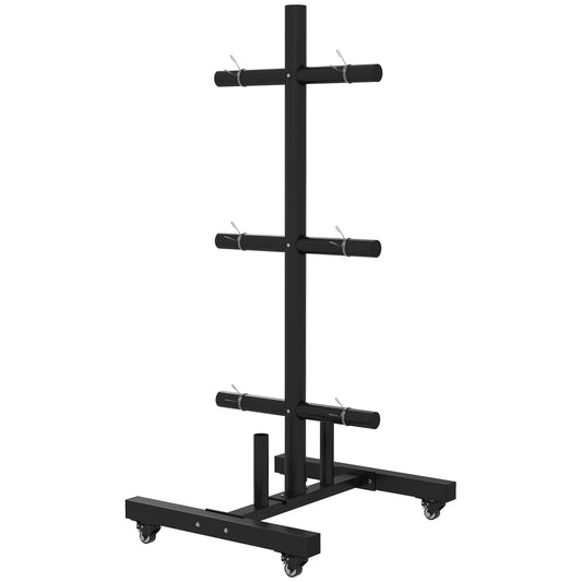 Weight Plate Rack, Olympic Bumper Plate Rack Holder for 2 inch Plates and Bars, with 4 Transport Wheels and 6 Fasten Clamps, 440lbs Capacity at Gallery Canada