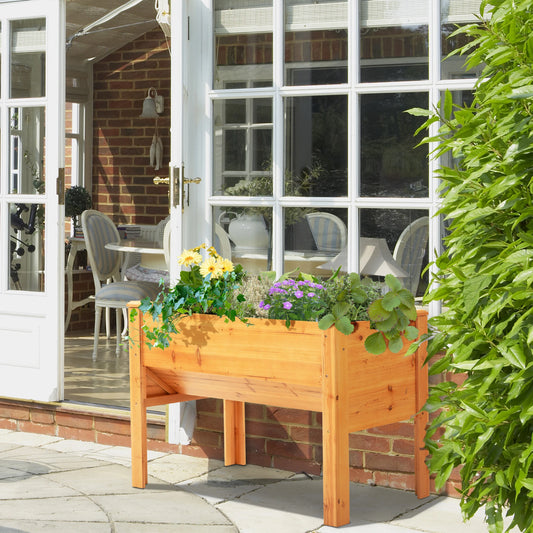Wooden Raised Garden Stand, 48" x 24" x 32", Nature Wood
