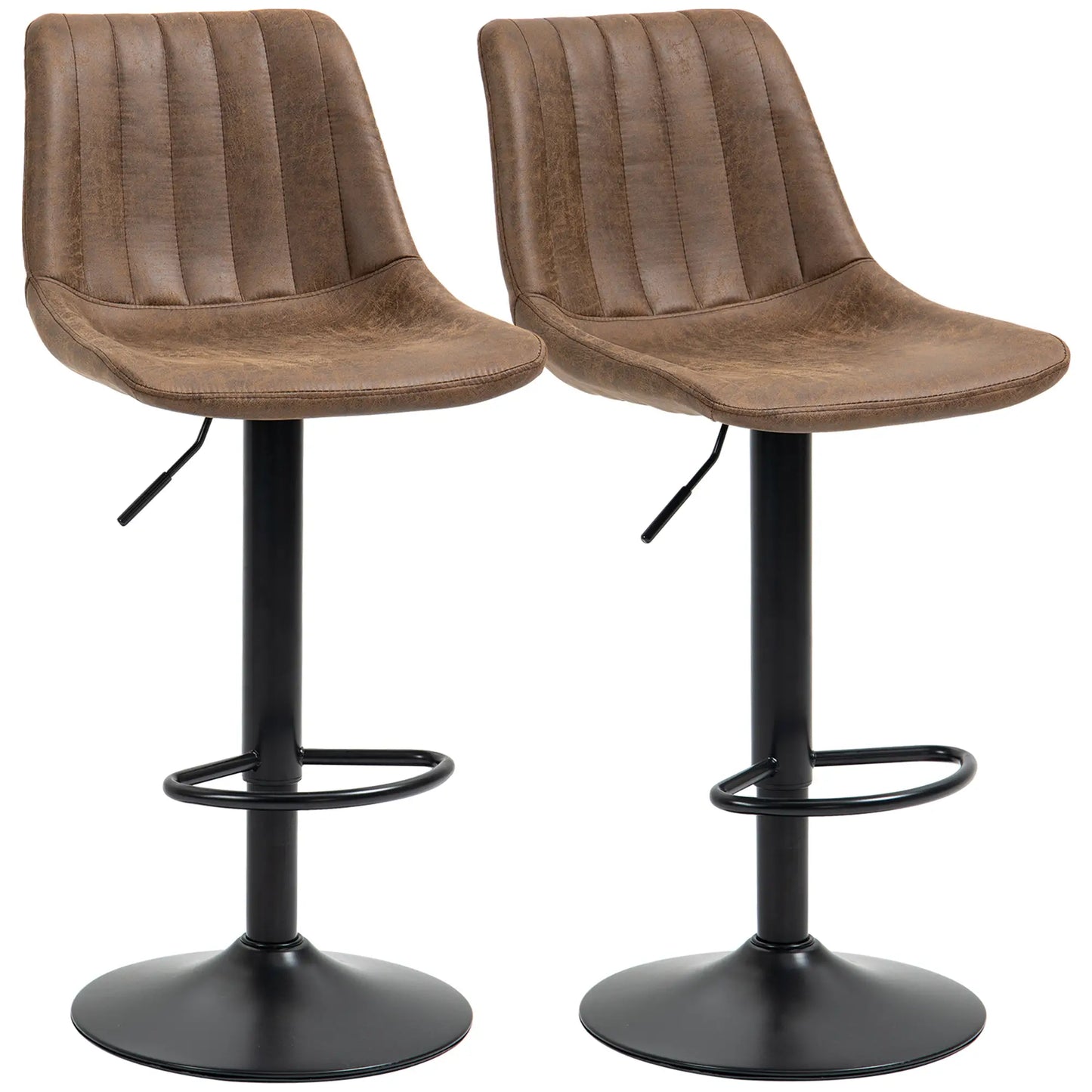 Adjustable Bar Stools Set of 2, Swivel with Back, Footrest, Brown Bar Stools at Gallery Canada